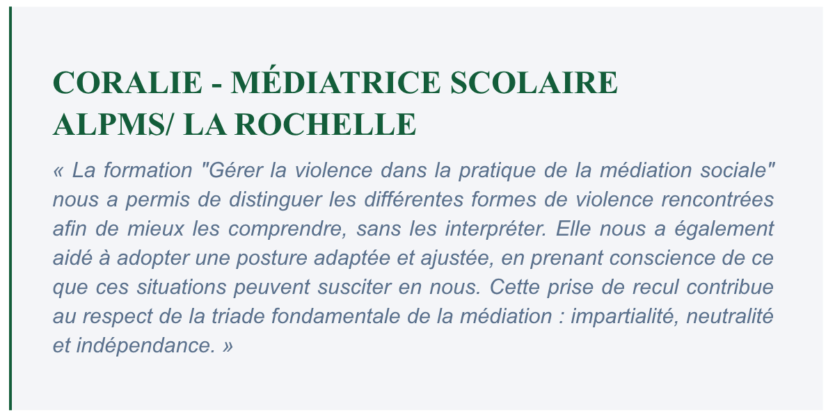 Coralie — Médiatrice scolaire