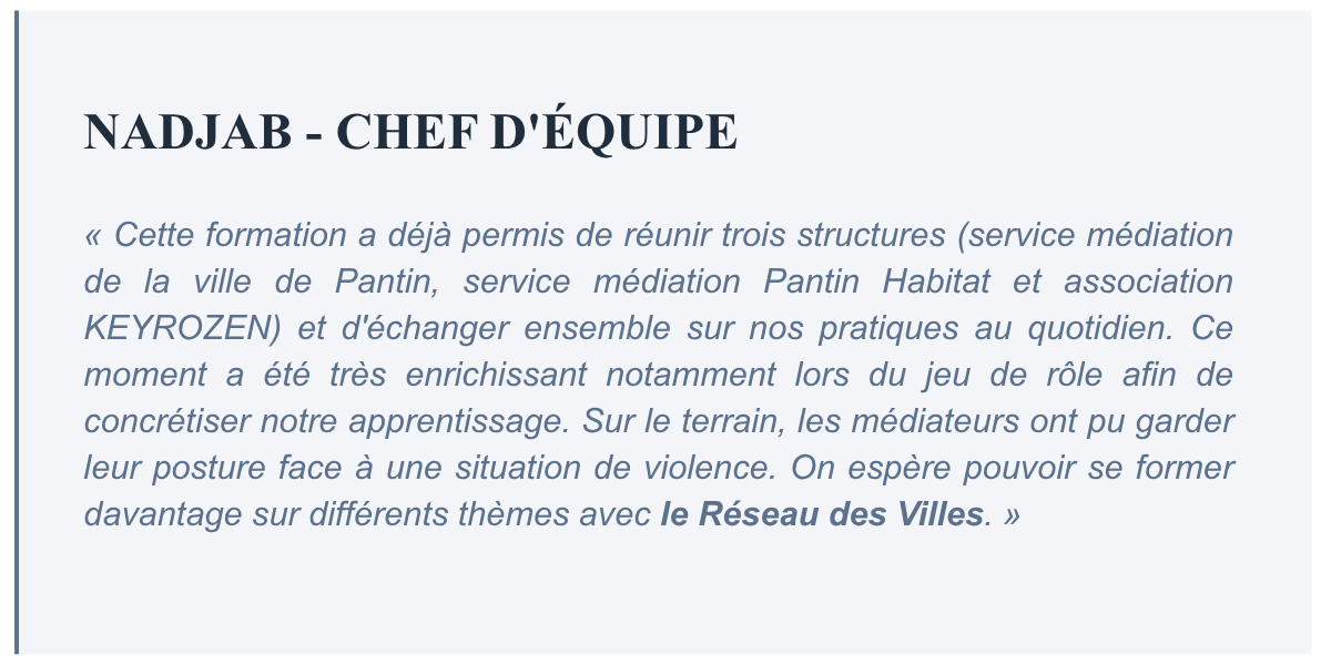 Nadjab — Chef d'équipe